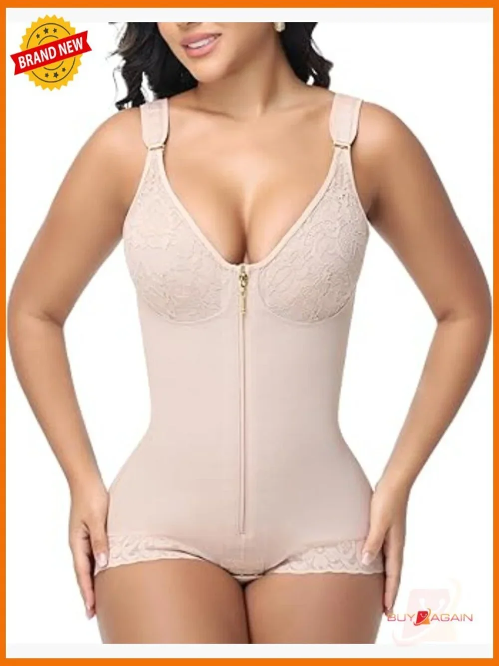 High Compression Tummy Control Bodysuit Shapewear with Zipper
